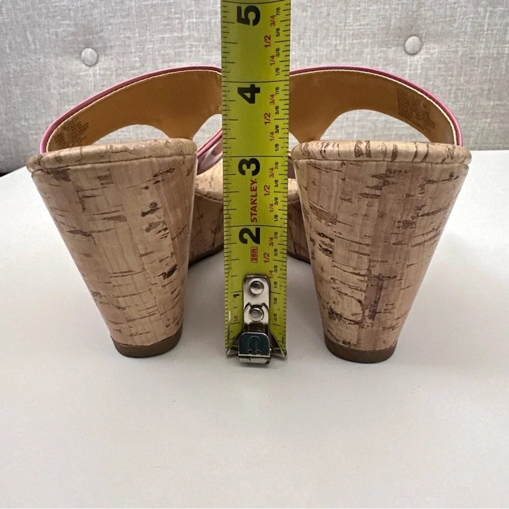 Simply Vera Iridescent Pink Thong Cork Wedge Platform Sandals Size 6